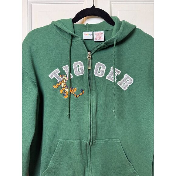 Disney Tigger Hoodie Sweatshirt Full Zip Green Embroidered Spell Out Adult Small - Picture 2 of 10